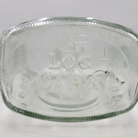 Vtg 1776 Log Cabin Syrup Clear Glass Bottle Bicentennial Flask Embossed Eagle - Picture 6 of 8